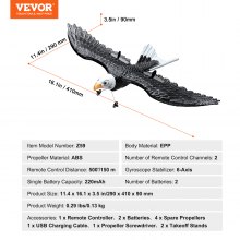 VEVOR Avion RC aigle biomimétique mousse EPP jouet d'avion 2,4 GHz télécommande