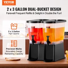 Distributeur de boissons VEVOR 3 Gal x 2 Distributeur de boissons pour fêtes en plastique avec support