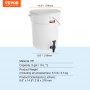 Distributeur de boissons VEVOR, 5 gallons, 5,5 lb, 8,6"x14,8"x376 mm, blanc avec robinet noir.