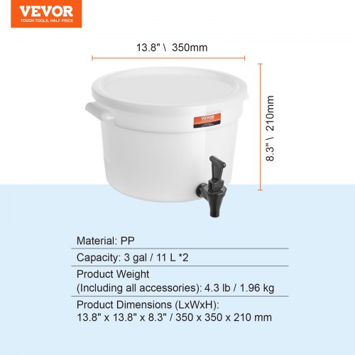 Distributeur de boissons grande capacite de 11 l, fontaine a eau avec robinet couvercle et support, en plastique, distribution de jus limonade the glace, pour restaurants, hotels, cafes, soirees