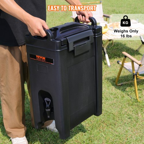 VEVOR Distributeur De Boissons Isotherme 6L - Fontaine Eau Chaude Froide Inox Non Électrique Pour Camping Restauration