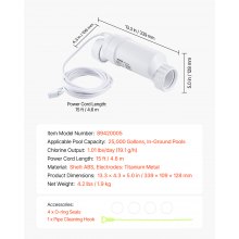 VEVOR Système de chloration d'eau salée pour piscine creusée 94,6 kL W3T-Cell-9