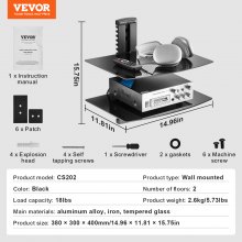 VEVOR Étagère Multimédia Mural Support Audio Visuel 2 Niveaux pour Projecteur