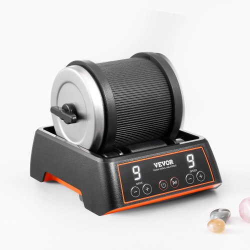 VEVOR Tonneau à Polir Roche 1,8 Kg - Kit Polissage Pierres Avec 9 Vitesses Et Minuterie 9 Jours