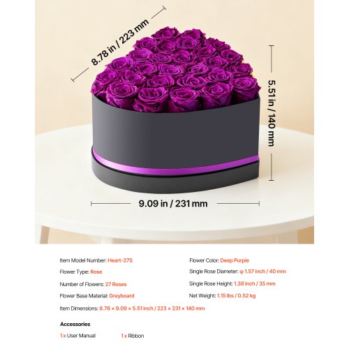 Rose Éternelle Violette Or 24K Plaqué - Idée Cadeau Maman Femme Amie - Boîte Transparente Romantique