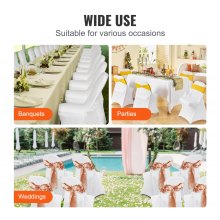 VEVOR 100 pcs, Housses de chaise pliantes en élasthanne extensible, housses de protection universelle, amovibles et lavables, pour mariage, vacances, banquet, fête, célébration, salle à manger, blanc