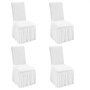 VEVOR 4 pcs, Housses de chaise pliantes en élasthanne extensible,  housses de protection universelles avec jupe, amovibles et lavables, pour mariage, vacances, fête, célébration, salle à manger, blanc