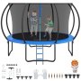 VEVOR Trampoline Extérieur Intérieur 3,7 m Trampoline pour Enfants Charge Maximale 180 kg avec Filet de Sécurité à 360° Couverture de Mousse Épaisse Facile à Installer pour Parc de Loisir Arrière-Cour