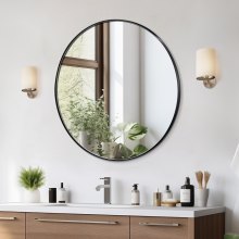 VEVOR Miroir Mural Rond Diamètre 76,2 cm avec Contours en Alliage d'Aluminium