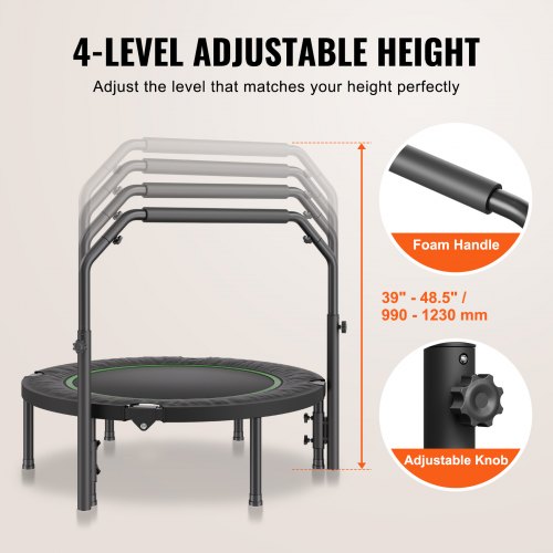 Trampoline De Fitness HOMCOM 102 Cm - Pliable Avec Poignée Réglable, 100 Kg Max - Parfait Pour Adultes à La Maison - 5