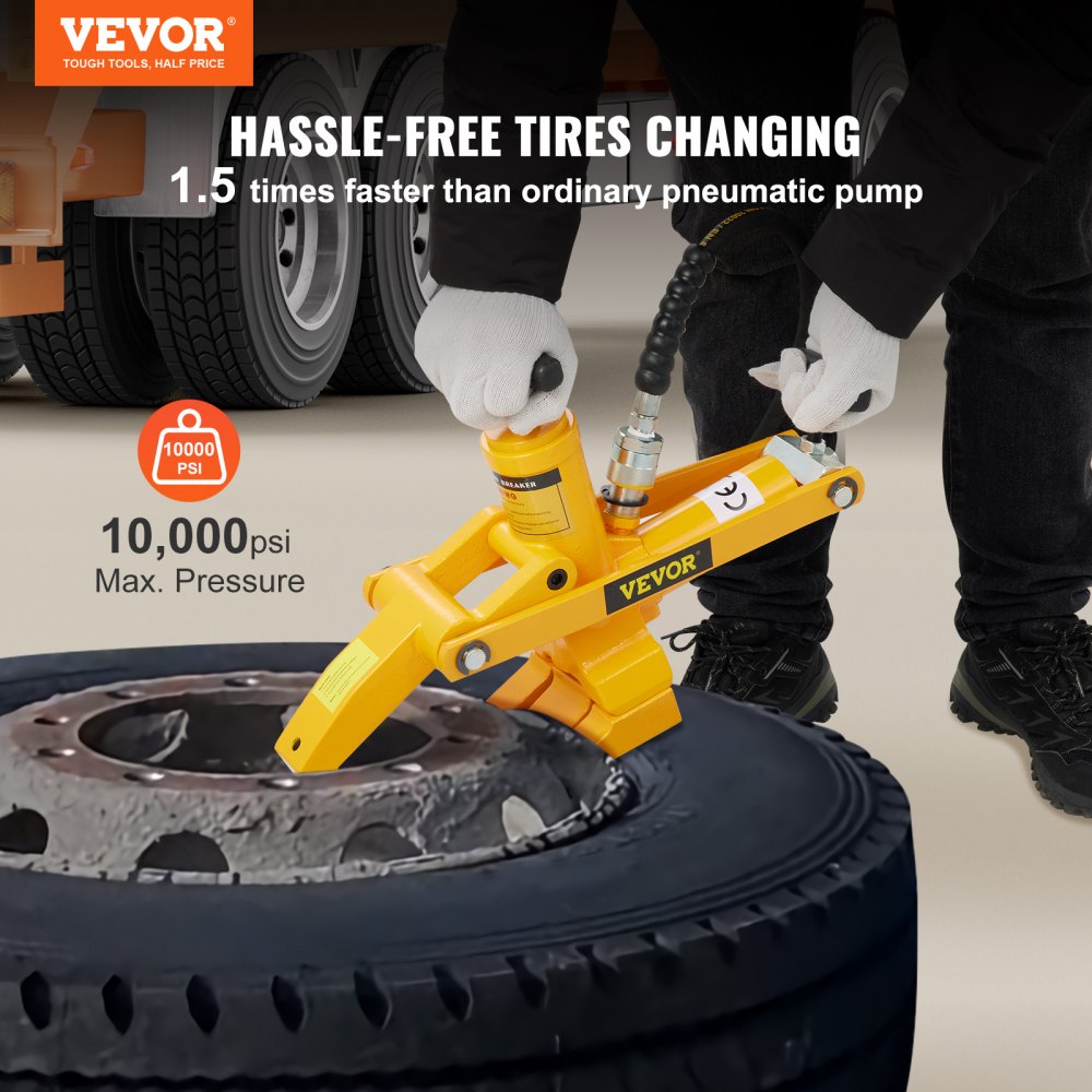 VEVOR Professional Combi Brise-perles Kit tracteur camion pneu hydraulique  brise-billes Changer avec 79 Tuyau d'air hydraulique 10000 PSI Pompe à  pied Portable