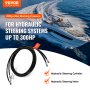 VEVOR Kit de tuyaux hors-bord, tuyau de direction hydraulique de 20 pieds, 2 tuyaux hydrauliques TPEE anti-fuite, compatibles avec le système de direction hydraulique hors-bord de bateau jusqu'à 300 H