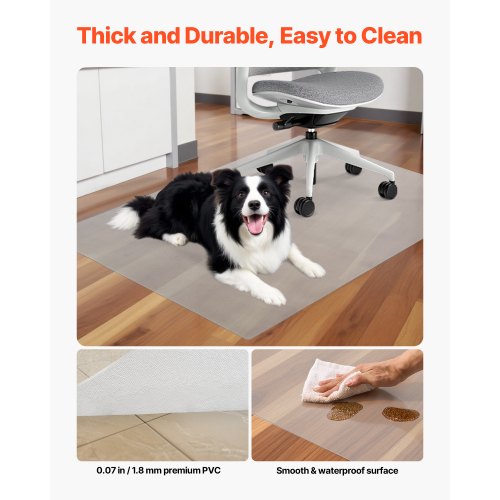 Tapis De Protection Pour Chaise De Bureau - 121,9x91,4 Cm, Velours Côtelé, Antidérapant Pour Sols Durs