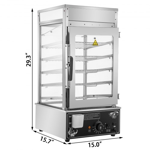 Cuiseur Vapeur électrique Professionnel 4 Trous - Pour Petits Pains, Boulettes, Plage 30-110°C, Acier Inox, Idéal Restaurant Buffet
