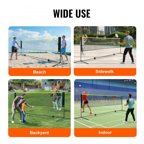 Filet De Sport Portable TFSYLISA – Badminton, Volley, Tennis – Pliable Et Réglable (Rouge)