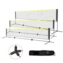 VEVOR Filet de badminton, 5,1 m, filet pliable de volley-ball réglable en hauteur, filet de tennis portable avec poteaux, support et sac de transport, pour les jeux intérieur et extérieur de l'enfant