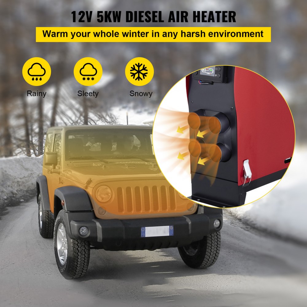 Chauffage Diesel 12v 5kw Thermostat LCD & Télécommande, Silencieux &  Accessoires Complets, pour Camions RV Bateaux Chambres