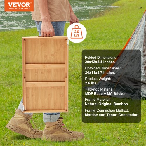 Table D’Ordinateur Portable En Bambou – Plateau Lit/Canapé Réglable En Hauteur Et Inclinable, Parfait Pour Télétravail, Petit-Déj Ou Lecture
