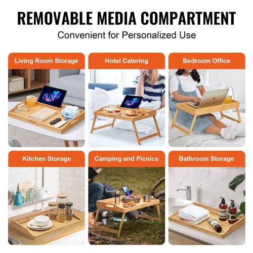 Petite Table De Lit Pliante 48x30 Cm - Plateau Pour Ordinateur Portable, Petit-déjeuner, Idéale Canapé Ou Voiture (Marron) - 7