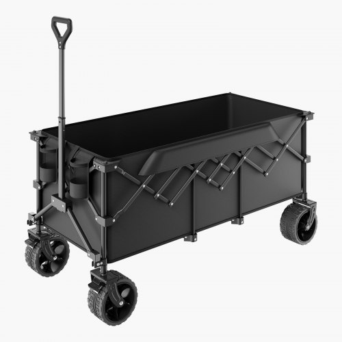 Chariot De Jardin Pliable VEVOR 4 Roues - Charge 100 Kg - Poignée Réglable - Pour Plage, Camping