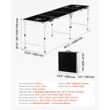 VEVOR Table de jeu de bière pong pliable 2,4 m avec poignée de transport noir