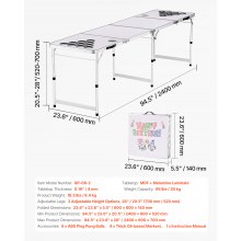 VEVOR Table de jeu de bière pong pliable 2,4 m trous pour tasses balles de pong