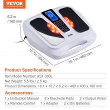 VEVOR Stimulateur de Circulation Sanguine Masseur Pieds Chauffant EMS et TENS