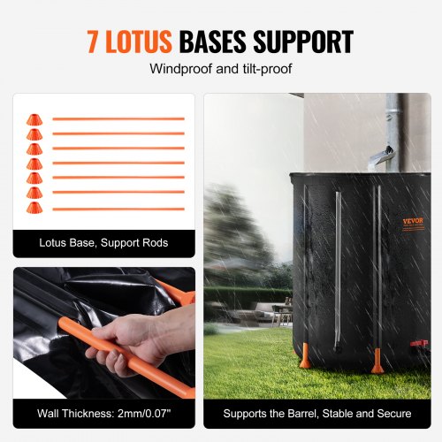 Récupérateur D'Eau De Pluie Pliable FAMIROSA 380 Litres - Avec Robinet Et Couvercle - Pour Jardin - Vert - 3