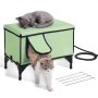 VEVOR Maison Niche Abri Chat Surélevée Chauffée avec Coussin Chauffant Vert M