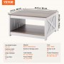 VEVOR Table basse table de salon carrée avec rangement ouvert 800 mm gris blanc