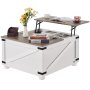 VEVOR Table basse de salon carrée plateau relevable rangement 800 mm gris blanc