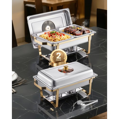 Chauffe-plat Buffet 6 Bacs 7,5 L – Inox Argenté, Avec Couvercles, Pour Traiteur, événements, Réceptions - 4
