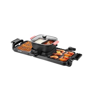 Poêle électrique Portable Yomoe 2 En 1 - Antiadhésif, 220V, Format Compact Pour Barbecue Intérieur