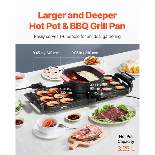 Mophorn Appareil à fondue chinoise Shabu Shabu 5 L, marmite électrique
