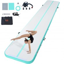 Tapis De Gymnastique Gonflable 6x1x0,2 M - Capacité 1000 Kg, Avec Pompe - Gris/vert, Neuf