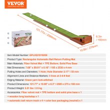 VEVOR Tapis de putting de golf vert pour l'entraînement d'intérieur avec 1 trou