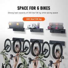VEVOR Support de rangement pour 6 vélos porte-vélos mural garage avec 3 étagères