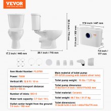 VEVOR WC Broyeur Sanitaire avec Pompe de Relevage 700 W Toilette pour Sous-sol