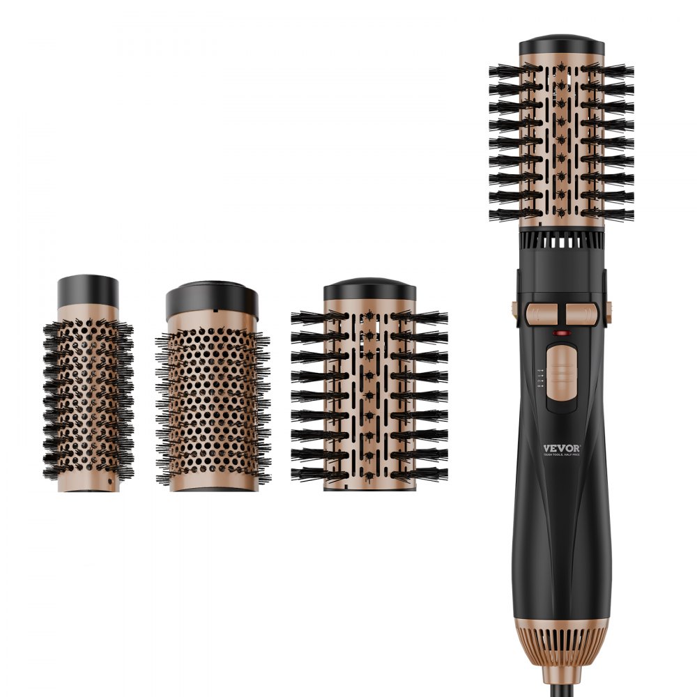 VEVOR Brosse Sèche-cheveux de Coiffage Ionique Rotative 3 Têtes Interchangeables