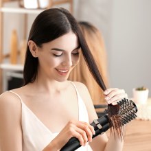 VEVOR Brosse Sèche-cheveux de Coiffage Ionique Rotative 3 Têtes Interchangeables