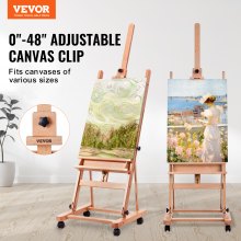 VEVOR Chevalet d’Atelier en H Support pour Toile jusqu'à 121cm en Hêtre Peinture