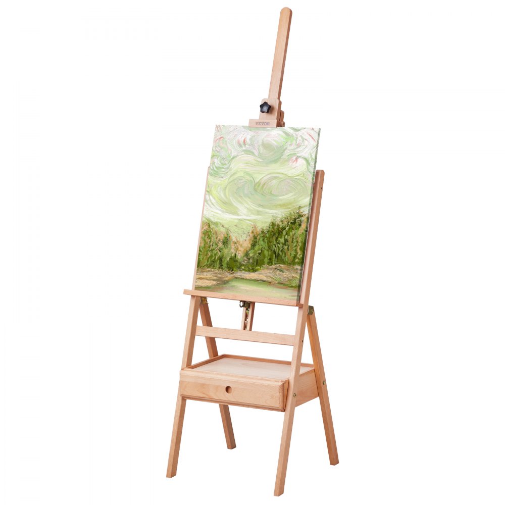 VEVOR Chevalet d’Atelier en H Support pour Toile jusqu'à 92 cm en Hêtre Peinture