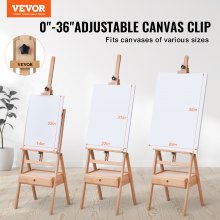 VEVOR Chevalet d’Atelier en H Support pour Toile jusqu'à 92 cm en Hêtre Peinture