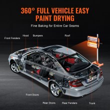 VEVOR Lampe polymérisation peinture infrarouge 2200 W chauffage séchage auto
