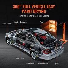 VEVOR Lampe polymérisation peinture infrarouge 3300 W chauffage séchage auto