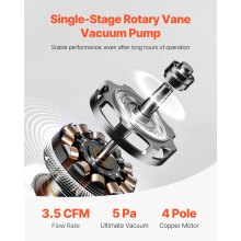 VEVOR Kit Pompe à Vide CVC 1 Étage avec Manomètre de Collecteur Tuyaux 99 L/min Compatible Avec Les Réfrigérants R134a, R22, R12, R502, R502, R410A, R404 et R407C