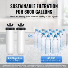 VEVOR Système de Filtration d'Eau par Gravité 8,5 L 2 Filtres à Eau et Support