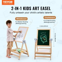 VEVOR Chevalet d'Art Enfants Tableau Magnétique Blanc Noir Double Face en Bois