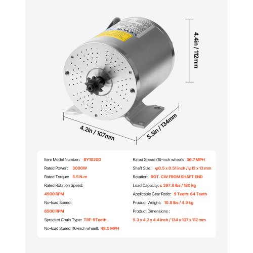 Kit moteur sans balais 3000 W – Contrôleur haute vitesse 60