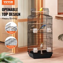 VEVOR Cage à Oiseaux en Métal 92,5 cm pour Perruches Perroquets Calopsittes